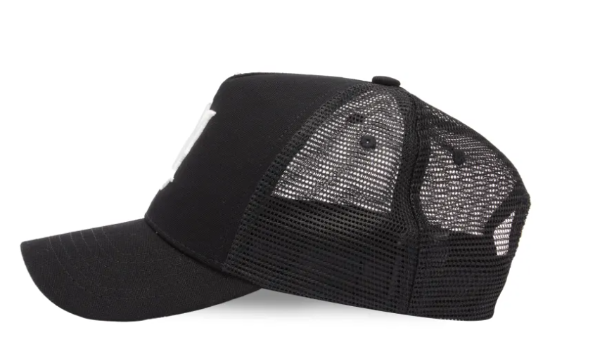 Amiri MA Logo Trucker Hat Black & White