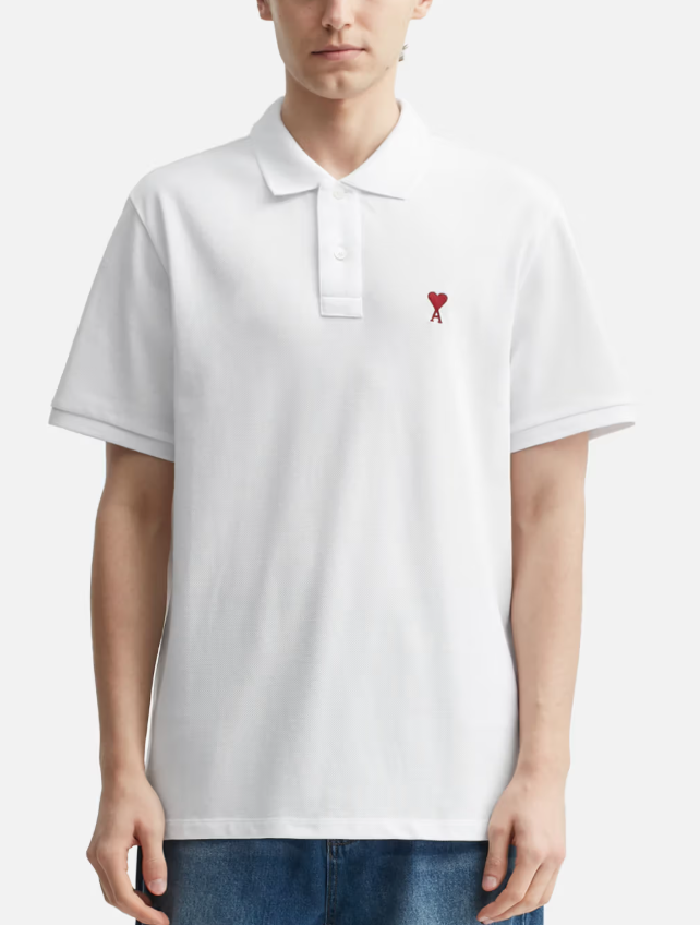 Ami Paris Coeur Polo Shirt White