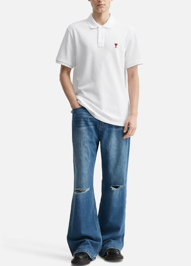 Ami Paris Coeur Polo Shirt White