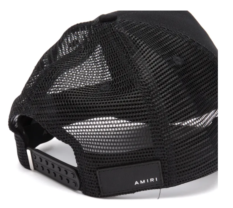 Amiri MA Logo Trucker Hat Black & White