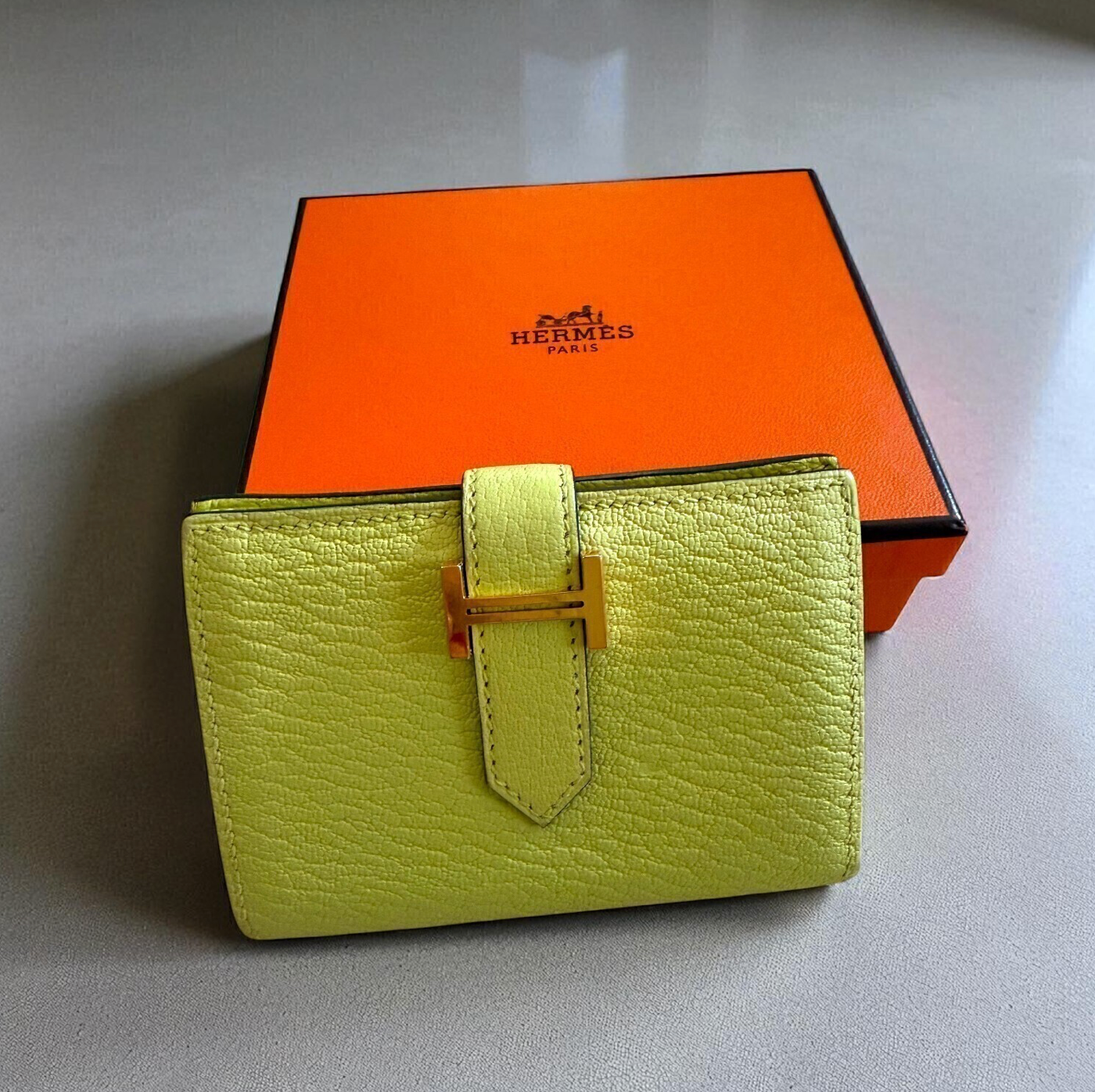 HERMES Mysore Goatskin Card Case Pre-owned【Rank A】