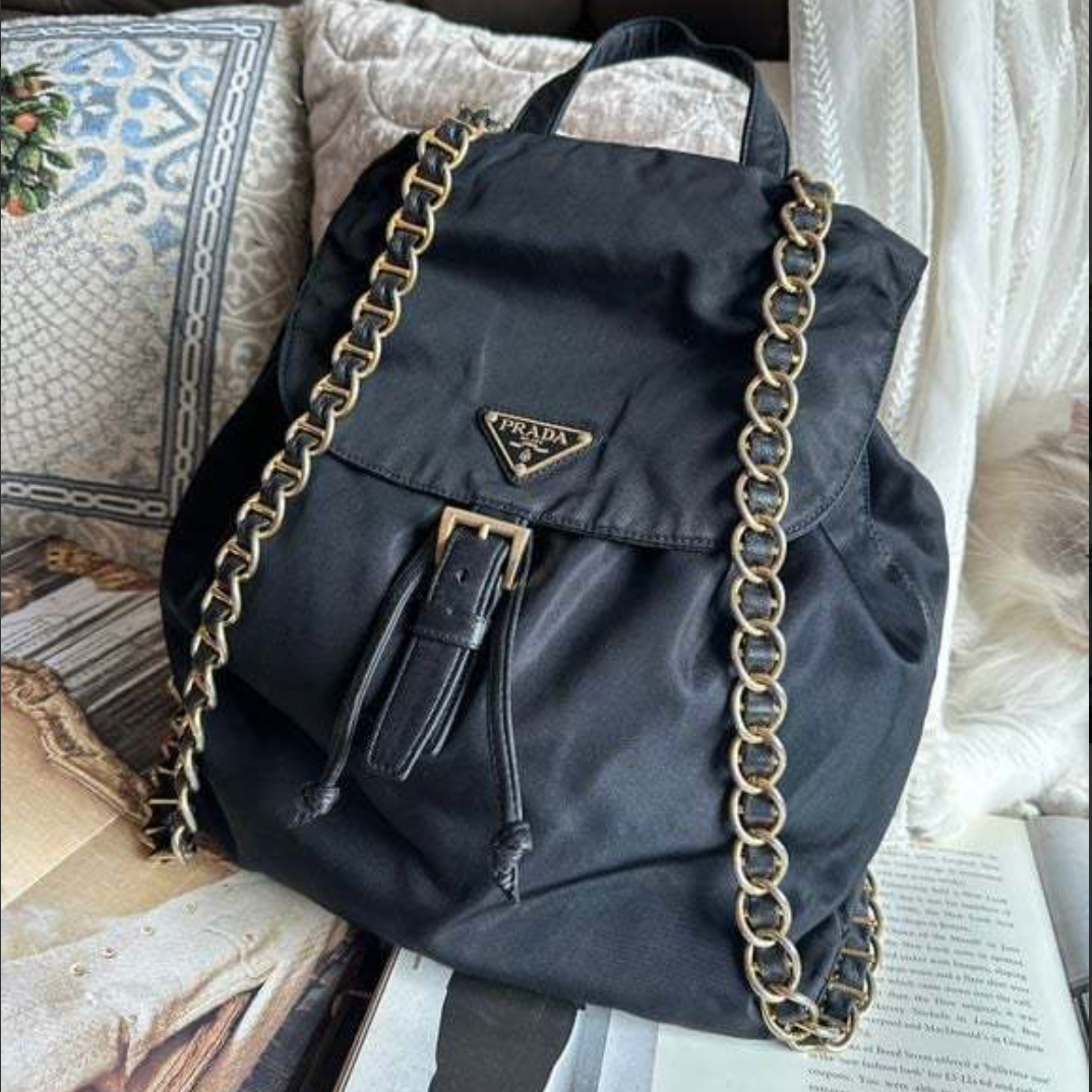 Prada-Gold-Chain-Nylon-Leather-Backpack-01