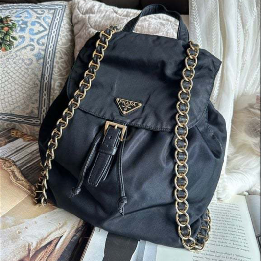Prada-Gold-Chain-Nylon-Leather-Backpack-01