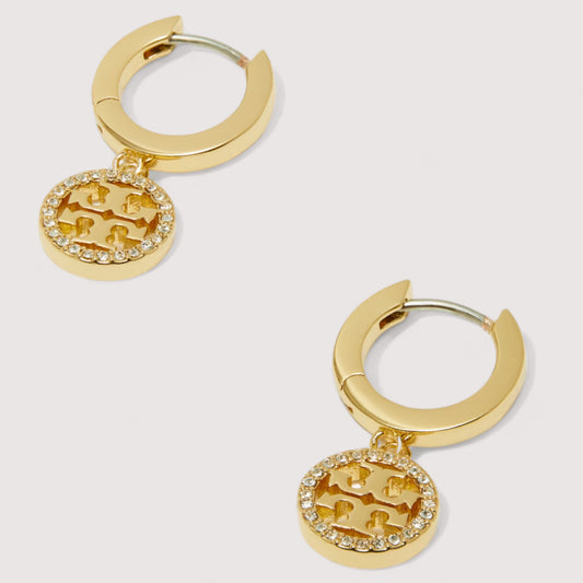 Tory Burch Miller Hoop Crystal Earrings