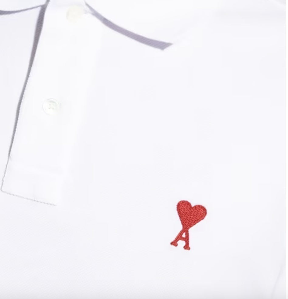 Ami Paris Coeur Polo Shirt White