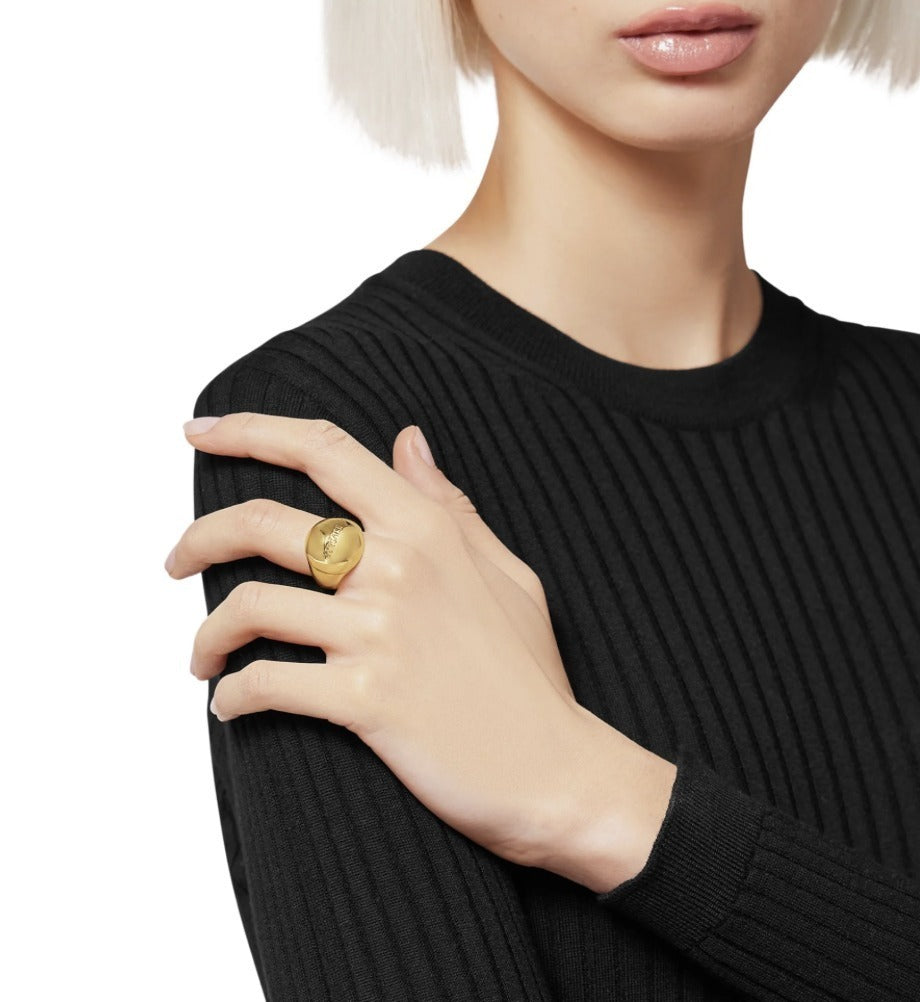 Versace Sphere Logo-Engraved Ring Gold