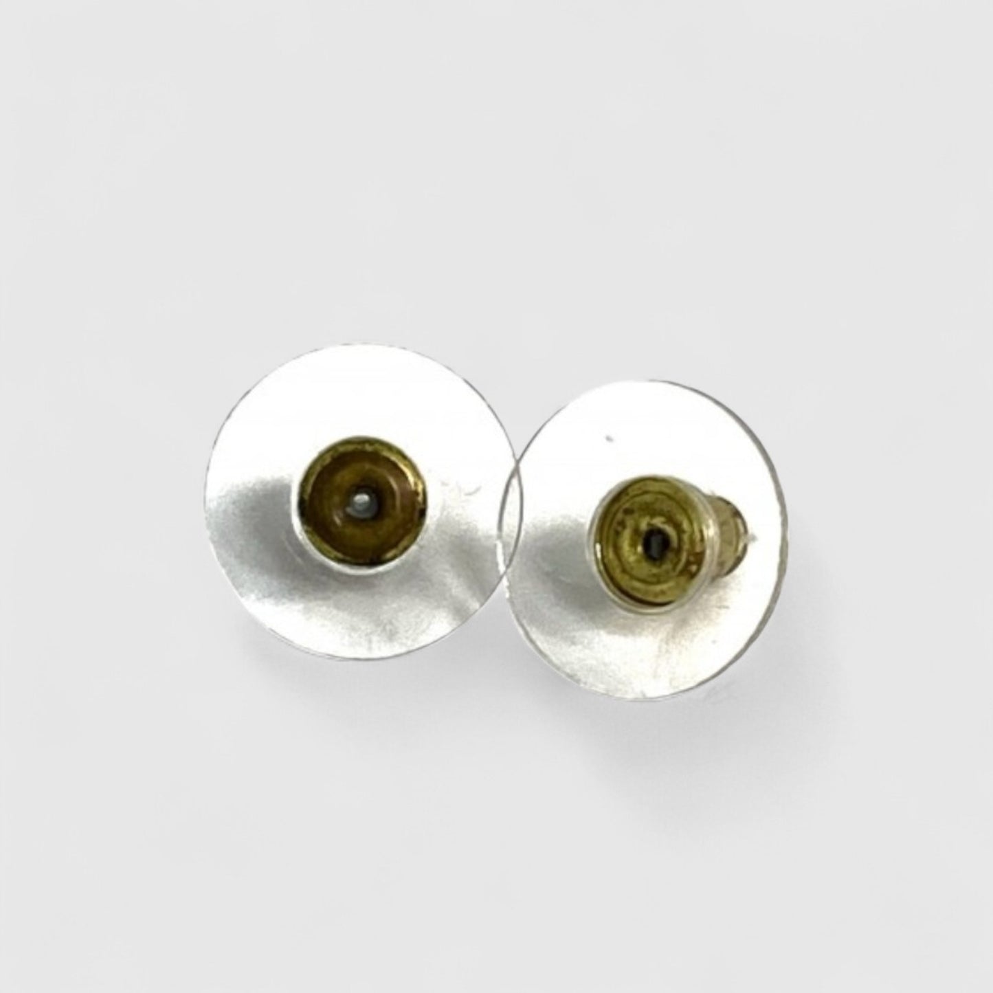 Vintage Rank S CHANEL Logo Metal Earrings Gold
