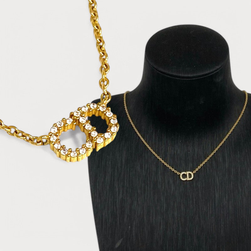 Vintage Rank A DIOR CD Gold Plated Metal Necklace