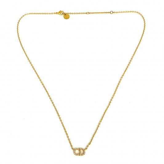 Vintage Rank A DIOR CD Gold Plated Metal Necklace